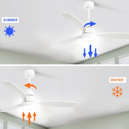 Ventilateur de plafond à LED intégré de 48 et 52 pouces avec éclairage et télécommande, moteur à courant continu réversible.