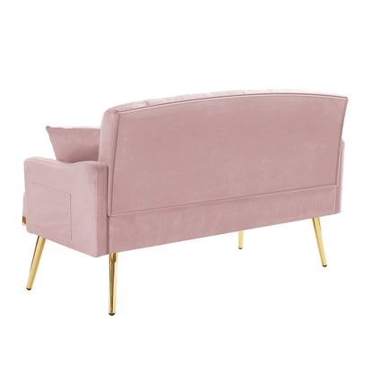 Canapé 2 places en velours 55,5 pouces avec 2 coussins, design contemporain et assemblage facile.