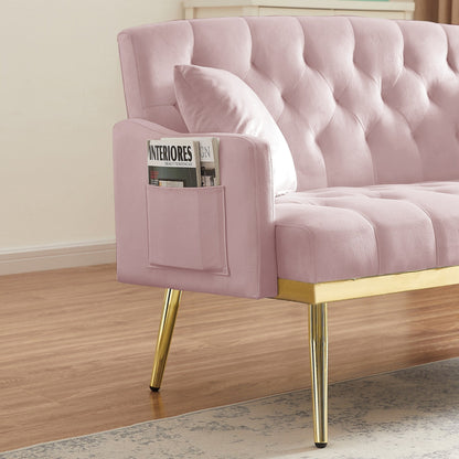 Canapé 2 places en velours 55,5 pouces avec 2 coussins, design contemporain et assemblage facile.