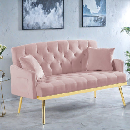 Canapé 2 places en velours 55,5 pouces avec 2 coussins, design contemporain et assemblage facile.