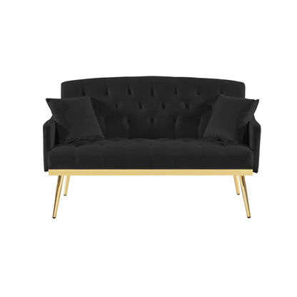 Canapé 2 places en velours 55,5 pouces avec 2 coussins, design contemporain et assemblage facile.