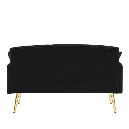Canapé 2 places en velours 55,5 pouces avec 2 coussins, design contemporain et assemblage facile.