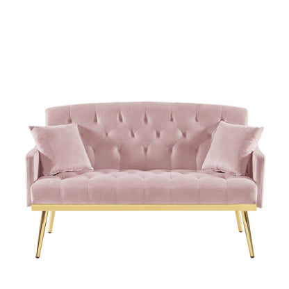Canapé 2 places en velours 55,5 pouces avec 2 coussins, design contemporain et assemblage facile.