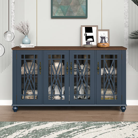 63 Vintage Style Wood Kitchen Accent Buffet Sideboard Cabinet - 63 in Width