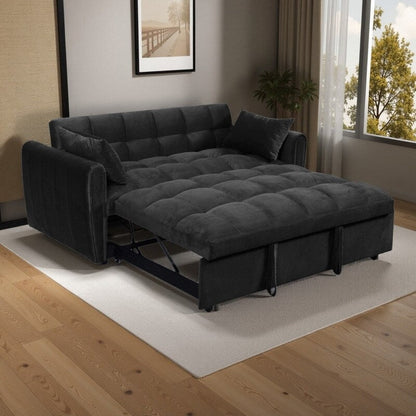 Canapé-lit convertible 3-en-1 en velours 64,96 avec dossier réglable, poche de rangement et capacité de poids de 227 kg.