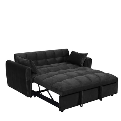 Canapé-lit convertible 3-en-1 en velours 64,96 avec dossier réglable, poche de rangement et capacité de poids de 227 kg.