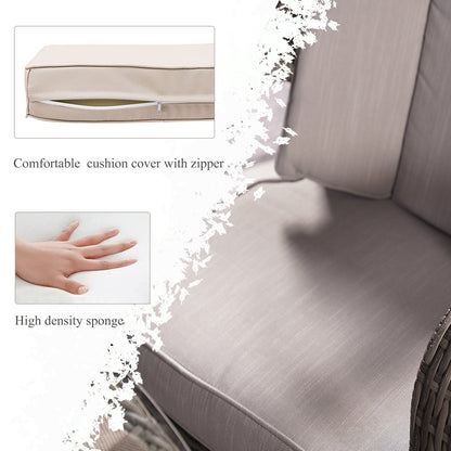 Ensemble de repas rond en rotin pour extérieur, 7 pièces, avec coussins, de Moda Furnishings