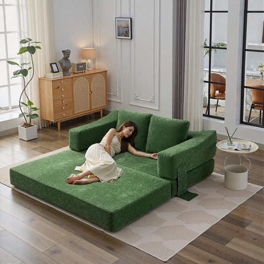Canapé-lit convertible rembourré de 70,87 pouces, chaise convertible, canapé de sol confortable pour salon, chambre à coucher, tissu chenille