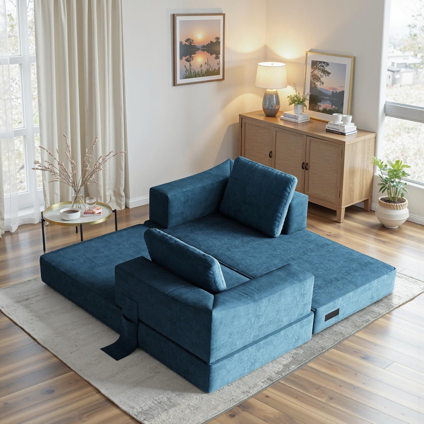Canapé-lit convertible rembourré de 70,87 pouces, chaise convertible, canapé de sol confortable pour salon, chambre à coucher, tissu chenille