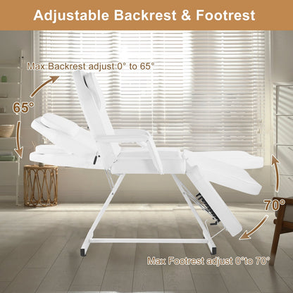 Chaise de tatouage, lit de massage, chaise de salon de beauté et spa réglable 73 avec tabouret