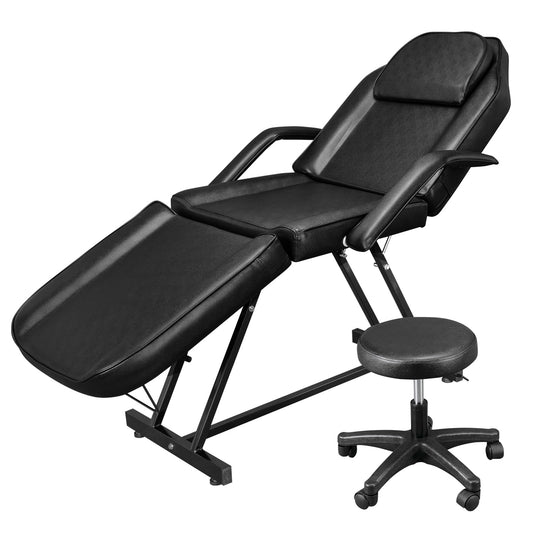 Chaise de tatouage, lit de massage, chaise de salon de beauté et spa réglable 73 avec tabouret
