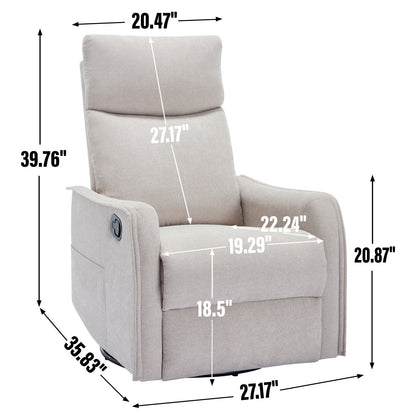 Fauteuil inclinable manuel à 8 points de massage, chaise pivotante et basculante en tissu, canapé simple, fauteuil avec fonction de basculement et chauffage lombaire.