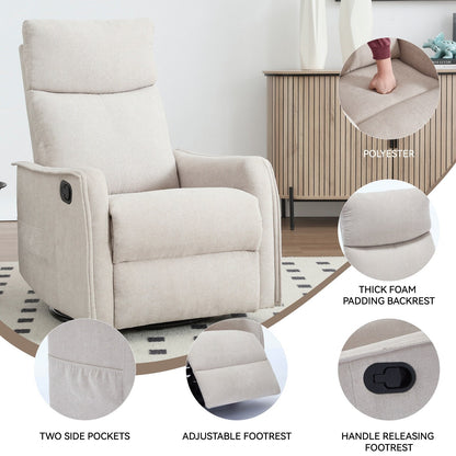 Fauteuil inclinable manuel à 8 points de massage, chaise pivotante et basculante en tissu, canapé simple, fauteuil avec fonction de basculement et chauffage lombaire.