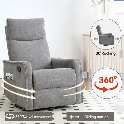 Fauteuil inclinable manuel à 8 points de massage, chaise pivotante et basculante en tissu, canapé simple, fauteuil avec fonction de basculement et chauffage lombaire.