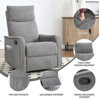 Fauteuil inclinable manuel à 8 points de massage, chaise pivotante et basculante en tissu, canapé simple, fauteuil avec fonction de basculement et chauffage lombaire.