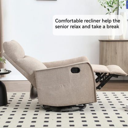 Fauteuil inclinable manuel à 8 points de massage, chaise pivotante et basculante en tissu, canapé simple, fauteuil avec fonction de basculement et chauffage lombaire.