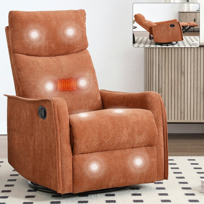 Fauteuil inclinable manuel à 8 points de massage, chaise pivotante et basculante en tissu, canapé simple, fauteuil avec fonction de basculement et chauffage lombaire.