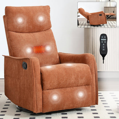 Fauteuil inclinable manuel à 8 points de massage, chaise pivotante et basculante en tissu, canapé simple, fauteuil avec fonction de basculement et chauffage lombaire.