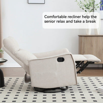 Fauteuil inclinable manuel à 8 points de massage, chaise pivotante et basculante en tissu, canapé simple, fauteuil avec fonction de basculement et chauffage lombaire.