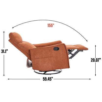Fauteuil inclinable manuel à 8 points de massage, chaise pivotante et basculante en tissu, canapé simple, fauteuil avec fonction de basculement et chauffage lombaire.