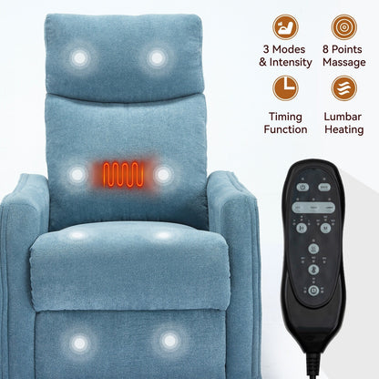 Fauteuil inclinable manuel à 8 points de massage, chaise pivotante et basculante en tissu, canapé simple, fauteuil avec fonction de basculement et chauffage lombaire.