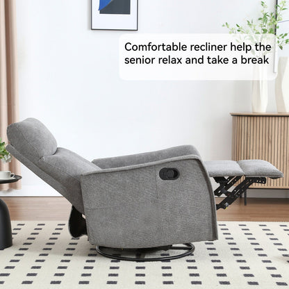 Fauteuil inclinable manuel à 8 points de massage, chaise pivotante et basculante en tissu, canapé simple, fauteuil avec fonction de basculement et chauffage lombaire.