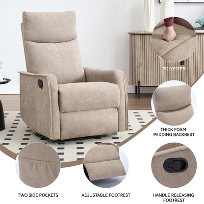 Fauteuil inclinable manuel à 8 points de massage, chaise pivotante et basculante en tissu, canapé simple, fauteuil avec fonction de basculement et chauffage lombaire.