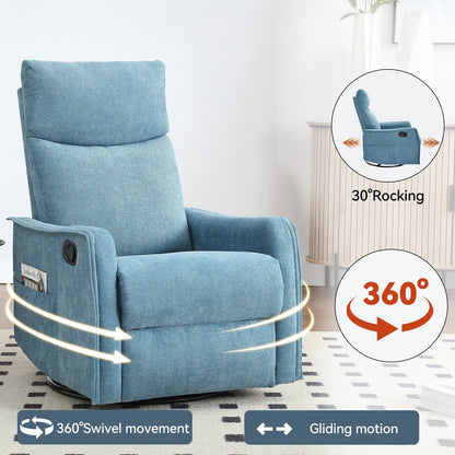 Fauteuil inclinable manuel à 8 points de massage, chaise pivotante et basculante en tissu, canapé simple, fauteuil avec fonction de basculement et chauffage lombaire.