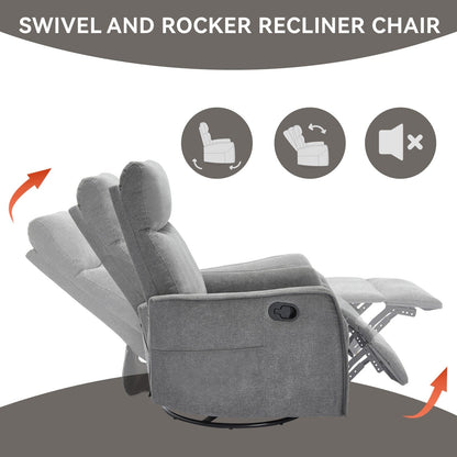 Fauteuil inclinable manuel à 8 points de massage, chaise pivotante et basculante en tissu, canapé simple, fauteuil avec fonction de basculement et chauffage lombaire.