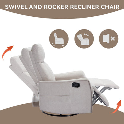 Fauteuil inclinable manuel à 8 points de massage, chaise pivotante et basculante en tissu, canapé simple, fauteuil avec fonction de basculement et chauffage lombaire.