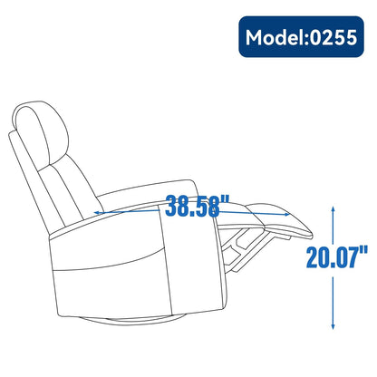 Fauteuil inclinable manuel à 8 points de massage, chaise pivotante et basculante en tissu, canapé simple, fauteuil avec fonction de basculement et chauffage lombaire.