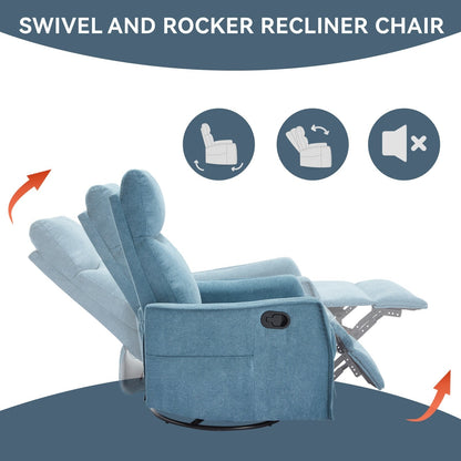 Fauteuil inclinable manuel à 8 points de massage, chaise pivotante et basculante en tissu, canapé simple, fauteuil avec fonction de basculement et chauffage lombaire.