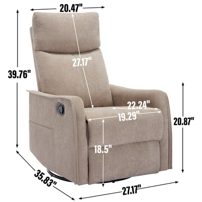 Fauteuil inclinable manuel à 8 points de massage, chaise pivotante et basculante en tissu, canapé simple, fauteuil avec fonction de basculement et chauffage lombaire.