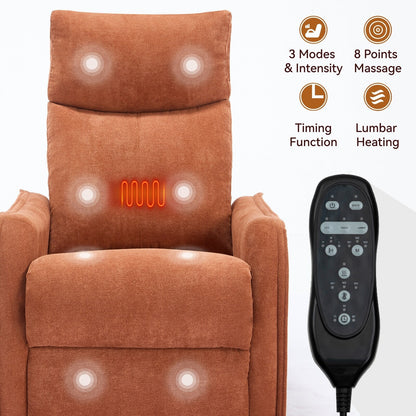 Fauteuil inclinable manuel à 8 points de massage, chaise pivotante et basculante en tissu, canapé simple, fauteuil avec fonction de basculement et chauffage lombaire.