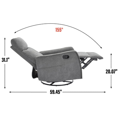 Fauteuil inclinable manuel à 8 points de massage, chaise pivotante et basculante en tissu, canapé simple, fauteuil avec fonction de basculement et chauffage lombaire.