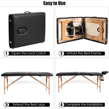 Table de massage portable 84''L, lit de spa facial réglable, pour tatouage, avec sac de transport.