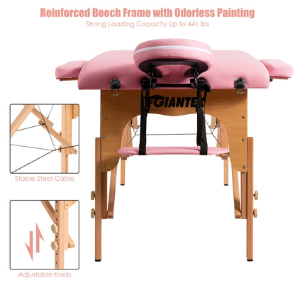 Table de massage portable 84''L, lit de spa facial réglable, pour tatouage, avec sac de transport.