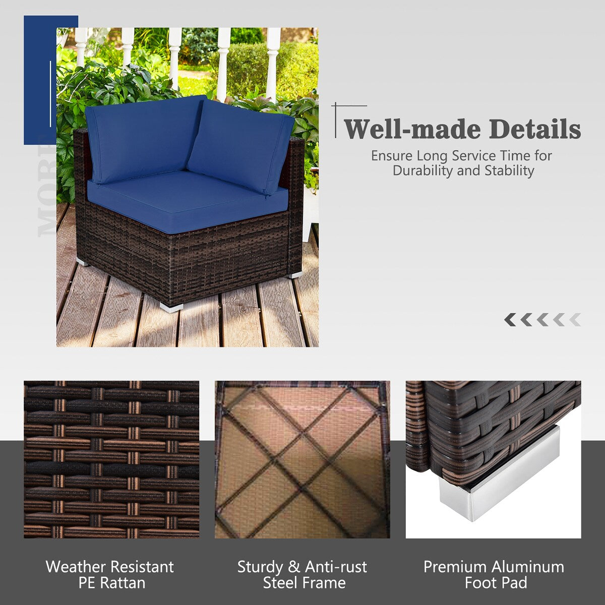 Ensemble de meubles en rotin pour patio, 8 pièces, avec support pour foyer, table et réservoir, et couvercle de terrasse.