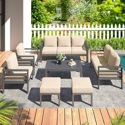 AECOJOY Ensemble de meubles de patio en aluminium 7 pièces, ensemble de conversation d'extérieur