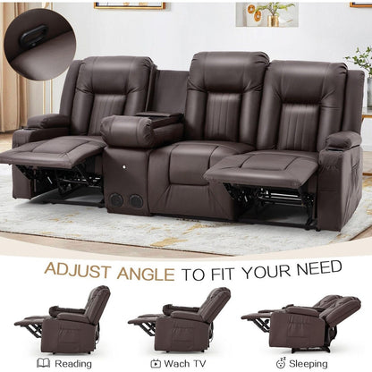 Canapé inclinable AECOJOY, manuel, pour camping-car, canapé inclinable en PU, avec console, pour salon familial.