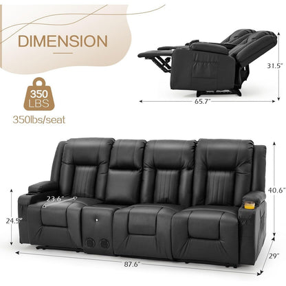 Canapé inclinable AECOJOY, manuel, pour camping-car, canapé inclinable en PU, avec console, pour salon familial.