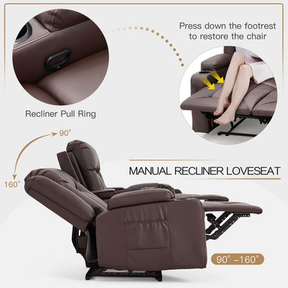 Canapé inclinable AECOJOY, manuel, pour camping-car, canapé inclinable en PU, avec console, pour salon familial.