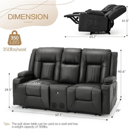 Canapé inclinable AECOJOY, manuel, pour camping-car, canapé inclinable en PU, avec console, pour salon familial.