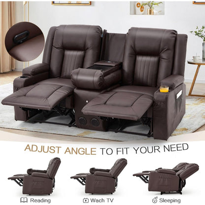 Canapé inclinable AECOJOY, manuel, pour camping-car, canapé inclinable en PU, avec console, pour salon familial.