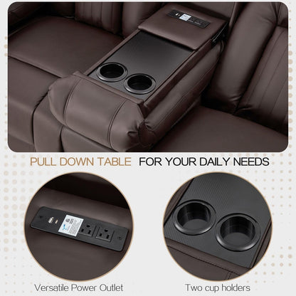 Canapé inclinable AECOJOY, manuel, pour camping-car, canapé inclinable en PU, avec console, pour salon familial.
