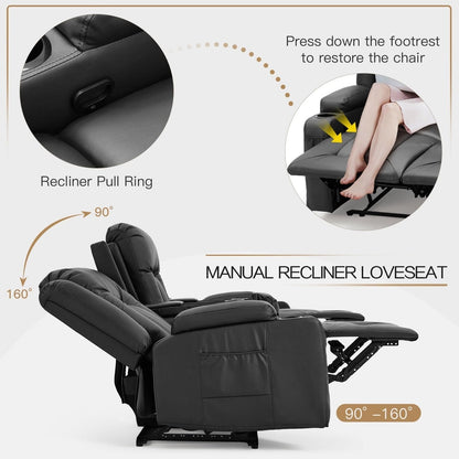 Canapé inclinable AECOJOY, manuel, pour camping-car, canapé inclinable en PU, avec console, pour salon familial.