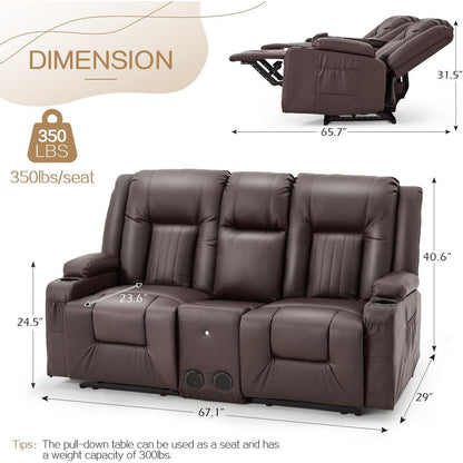 Canapé inclinable AECOJOY, manuel, pour camping-car, canapé inclinable en PU, avec console, pour salon familial.