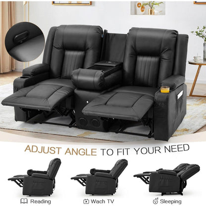 Canapé inclinable AECOJOY, manuel, pour camping-car, canapé inclinable en PU, avec console, pour salon familial.