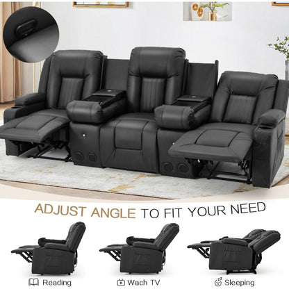 Canapé inclinable AECOJOY, manuel, pour camping-car, canapé inclinable en PU, avec console, pour salon familial.