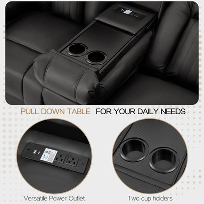 Canapé inclinable AECOJOY, manuel, pour camping-car, canapé inclinable en PU, avec console, pour salon familial.